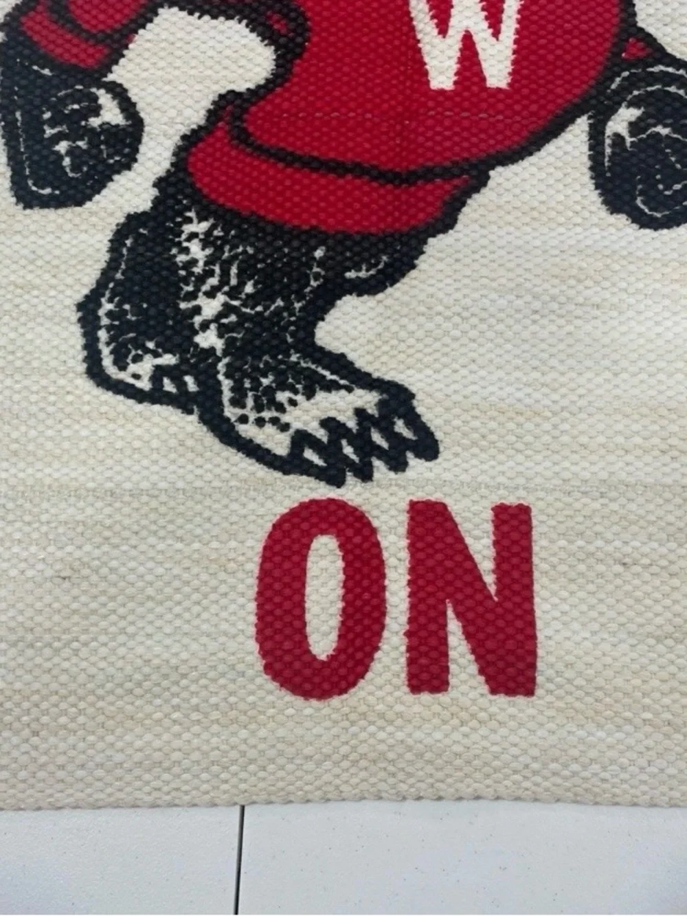 Vintage  Wisconsin Badgers Bucky Country Big Sport Woven Display Banner Rug NWT